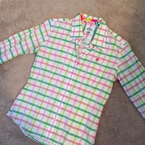 Lilly Pulitzer 3/4 Sleeve Vintage Green and Pink Shirt